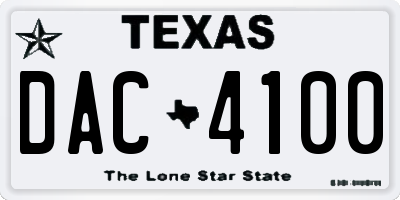 TX license plate DAC4100