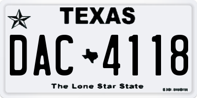 TX license plate DAC4118
