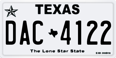 TX license plate DAC4122
