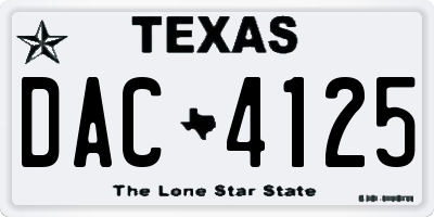 TX license plate DAC4125