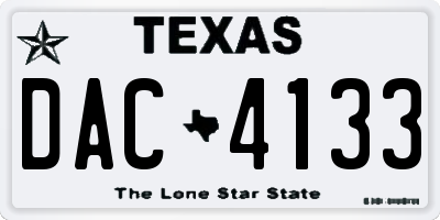 TX license plate DAC4133