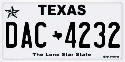 TX license plate DAC4232