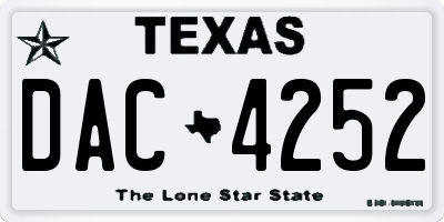 TX license plate DAC4252