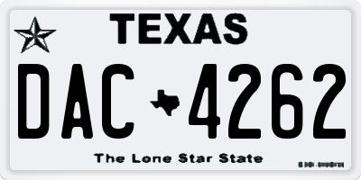 TX license plate DAC4262