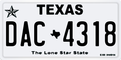 TX license plate DAC4318
