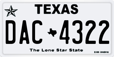 TX license plate DAC4322