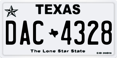 TX license plate DAC4328