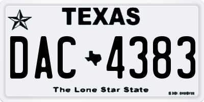 TX license plate DAC4383