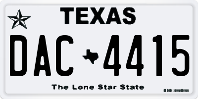 TX license plate DAC4415