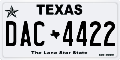 TX license plate DAC4422