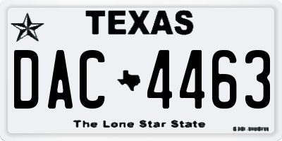 TX license plate DAC4463