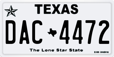 TX license plate DAC4472