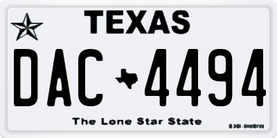 TX license plate DAC4494