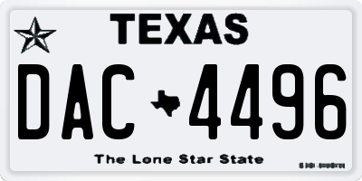 TX license plate DAC4496