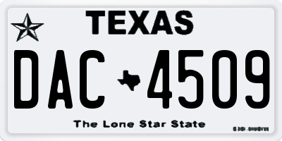TX license plate DAC4509