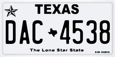 TX license plate DAC4538