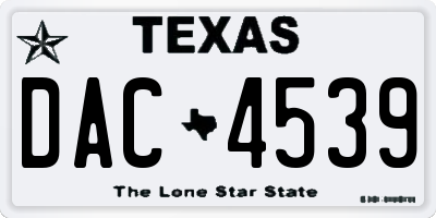 TX license plate DAC4539