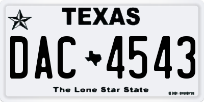 TX license plate DAC4543