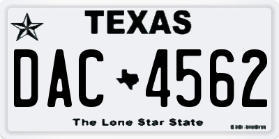 TX license plate DAC4562