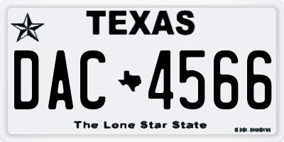 TX license plate DAC4566