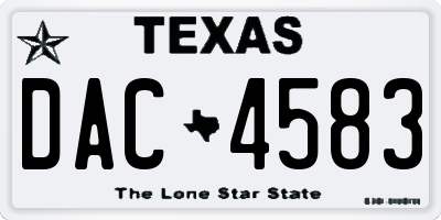 TX license plate DAC4583