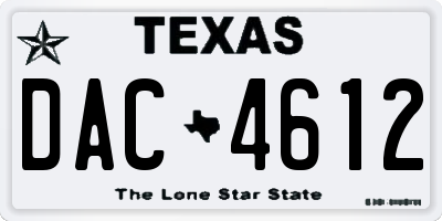 TX license plate DAC4612