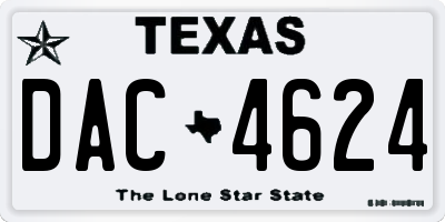 TX license plate DAC4624