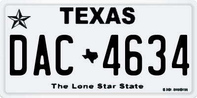 TX license plate DAC4634