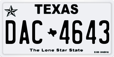 TX license plate DAC4643