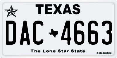 TX license plate DAC4663