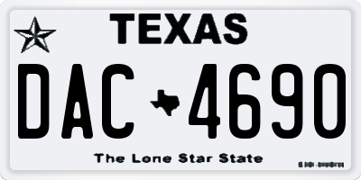 TX license plate DAC4690