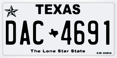 TX license plate DAC4691