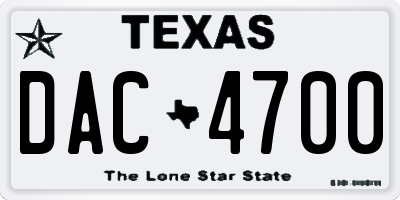 TX license plate DAC4700