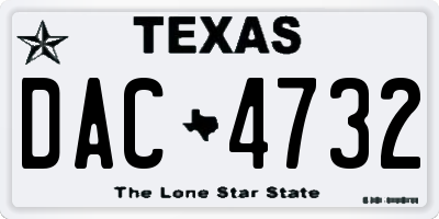 TX license plate DAC4732