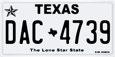 TX license plate DAC4739