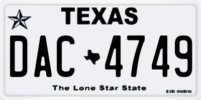 TX license plate DAC4749