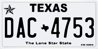 TX license plate DAC4753