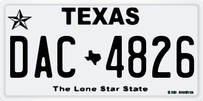 TX license plate DAC4826