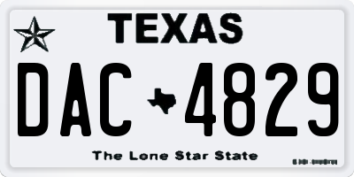 TX license plate DAC4829