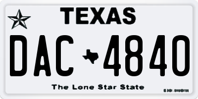 TX license plate DAC4840