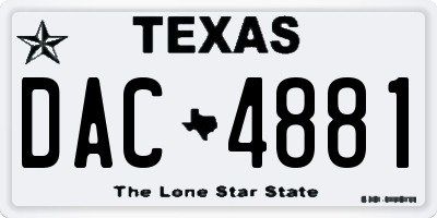 TX license plate DAC4881