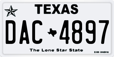 TX license plate DAC4897