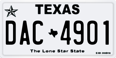 TX license plate DAC4901