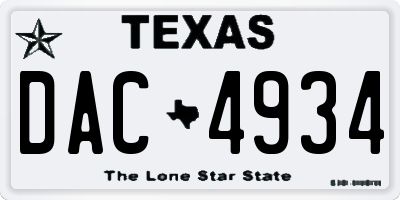 TX license plate DAC4934