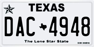 TX license plate DAC4948