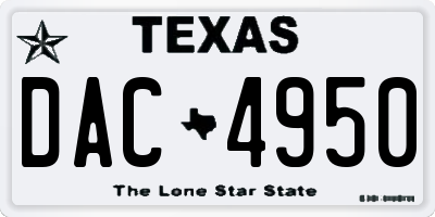 TX license plate DAC4950