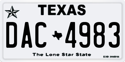 TX license plate DAC4983