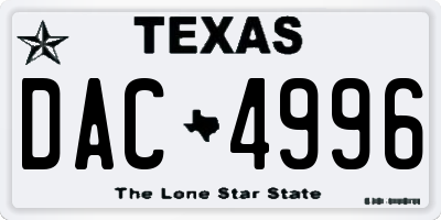 TX license plate DAC4996