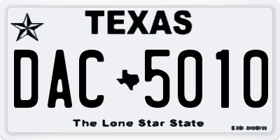 TX license plate DAC5010