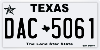 TX license plate DAC5061